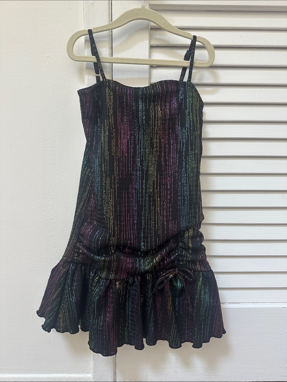 Flowers by Zoe Black Dress with Multicolor Metallic Stripes